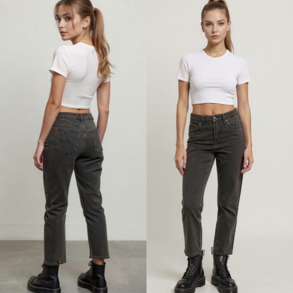 BDG Urban OutfittersGrunge Straight Kick Jeans Size 24 High Waist Charcoal Gray